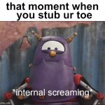 scary internal screaming | you stub ur toe; that moment when | image tagged in scary internal screaming | made w/ Imgflip meme maker