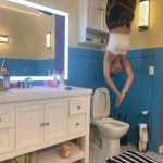 Girl Jumping in Toilet