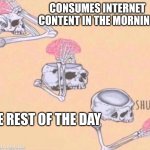 the meta verse keys | CONSUMES INTERNET CONTENT IN THE MORNING; THE REST OF THE DAY | image tagged in brain shut up | made w/ Imgflip meme maker