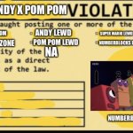 No Andy x pom pom lewd violation