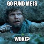 Under a Rock | GO FUND ME IS; WOKE? | image tagged in under a rock | made w/ Imgflip meme maker