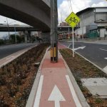 Light post on bicycle path