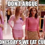 Cupcake Wednesday | DON’T ARGUE; ON WEDNESDAY’S WE EAT CUPCAKES | image tagged in on wednesdays we wear pink,cupcakes | made w/ Imgflip meme maker