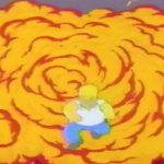 Homer Running explosion meme