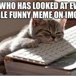 relatable anyone? | ME, WHO HAS LOOKED AT EVERY SINGLE FUNNY MEME ON IMGFLIP | image tagged in bored keyboard cat | made w/ Imgflip meme maker