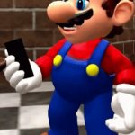 Mario looking at phone