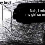 you ok bro? | Nah, I miss my girl so much. | image tagged in you ok bro | made w/ Imgflip meme maker