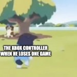 yeet | MY DAD; THE XBOX CONTROLLER WHEN HE LOSES ONE GAME; ME | image tagged in bandit throwing bluey | made w/ Imgflip meme maker