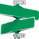 Blank Street Signs | FARMER; STREET | image tagged in blank street signs | made w/ Imgflip meme maker