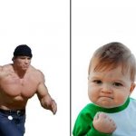 Running Arnold vs. Success Kid meme