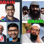 brain-drain; brain-dead | BRAIN-DRAIN; BRAIN-DEAD | image tagged in india pakistan rivalry | made w/ Imgflip meme maker