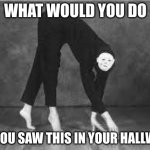 The Poughkeepsie Tapes | WHAT WOULD YOU DO; IF YOU SAW THIS IN YOUR HALLWAY | image tagged in the poughkeepsie tapes | made w/ Imgflip meme maker