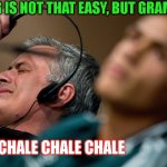 Grammarly | " WRITING IS NOT THAT EASY, BUT GRAMMARLY.... @IB_HUMOUR; CHALE CHALE CHALE | image tagged in jose mourinho headset | made w/ Imgflip meme maker
