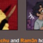 sus pikachu and ram3n hold hands