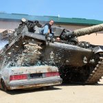 Tank Crushes Car