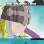 Angewomon and LadyDevimon Fight | WATER SUCKS. GATORADE IS BETTER. | image tagged in angewomon and ladydevimon fight,water | made w/ Imgflip meme maker