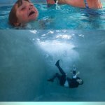 Mother Ignoring Kid Drowning In A Pool Extended Template meme