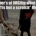 What is our "Tis but a scratch" Moment? | User's of IMGflip what is your "Tis but a scratch" Moment | image tagged in tis but a scratch | made w/ Imgflip meme maker