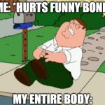 Family Guy(Version 1) | ME: *HURTS FUNNY BONE*; MY ENTIRE BODY: | image tagged in peter griffen | made w/ Imgflip meme maker
