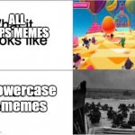 What it looks like, What it feels like. | ALL CAPS MEMES; lowercase memes | image tagged in what it looks like what it feels like | made w/ Imgflip meme maker
