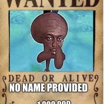 One piece wanted poster template | NO NAME PROVIDED 1,000,000 | image tagged in one piece wanted poster template | made w/ Imgflip meme maker
