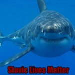 great white shark  | Slavic Lives Matter | image tagged in great white shark,slavic | made w/ Imgflip meme maker