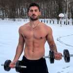 shirtless guy in snow