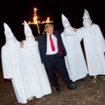 Trump and KKK burning a symbol of Christianity