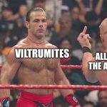 Invincible meme "spoiler warning" | VILTRUMITES; ALLEN THE ALIEN | image tagged in steve austin middle finger | made w/ Imgflip meme maker
