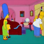 Simpsons Homer Looks Through Curtain