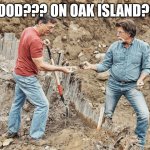 Wood? On Oak Island??? | WOOD??? ON OAK ISLAND??? | image tagged in history | made w/ Imgflip meme maker