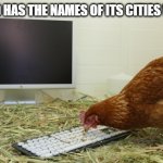 Iceland is a strange place. | HOW ICELAND HAS THE NAMES OF ITS CITIES WRITTEN OUT | image tagged in keyboard chicken | made w/ Imgflip meme maker