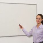 Teacher in front of whiteboard template