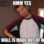 Oh You | HMM YES; THE WALL IS MADE OUT OF WALL | image tagged in oh you | made w/ Imgflip meme maker