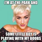 Mair Mulroney | I'M AT THE PARK AND; SOME LITTLE BOY IS PLAYING WITH MY BOOBS | image tagged in mair mulroney 2,funny | made w/ Imgflip meme maker
