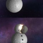 Snowman getting hit by moon template