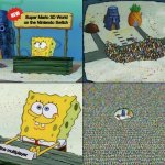 Spongebob crowd meme | Super Mario 3D World on the Nintendo Switch; Online multiplayer | image tagged in spongebob crowd meme | made w/ Imgflip meme maker