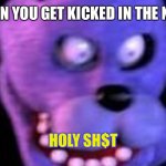 Scared Bonnie | WHEN YOU GET KICKED IN THE NUTS; HOLY SH$T | image tagged in scared bonnie | made w/ Imgflip meme maker
