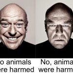 Commas are important, everyone. | No animals were harmed; No, animals were harmed | image tagged in breaking bad smile frown,memes | made w/ Imgflip meme maker