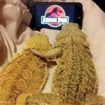 Lizards watching Jurassic Park meme