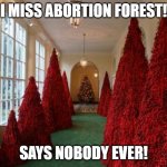 Abortion Forest! | I MISS ABORTION FOREST! SAYS NOBODY EVER! | image tagged in stephen king christmas | made w/ Imgflip meme maker