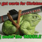 Missile Toad | You may get warts for Christmas, Kissing under the 'MISSILE TOAD'! | image tagged in missile toad,puns,christmas,jokes | made w/ Imgflip meme maker