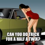 50 dollar anything you want | CAN YOU DO TRICK FOR A HALF A TWIX? | image tagged in 50 dollar anything you want | made w/ Imgflip meme maker