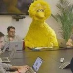 Big Bird in a meeting