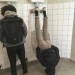 Peeing upside down