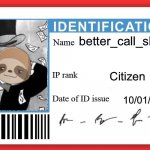 Sloth ID card meme