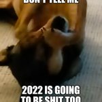 Can this be over now? | DON'T TELL ME; 2022 IS GOING TO BE SHIT TOO | image tagged in don't tell me,covid-19,over it,2022 | made w/ Imgflip meme maker