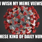 Covid 19 | I WISH MY MEME VIEWS HAD THESE KIND OF DAILY NUMBERS | image tagged in covid 19,memes,views,meanwhile on imgflip,imgflip points | made w/ Imgflip meme maker