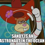 Sandys truth | SANDY IS AN ASTRONAUT IN THE OCEAN | image tagged in sandy cheeks | made w/ Imgflip meme maker