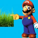 Mario touching grass